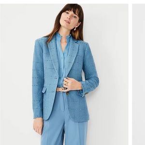 Ann Taylor Med Blue Tweed Blazer